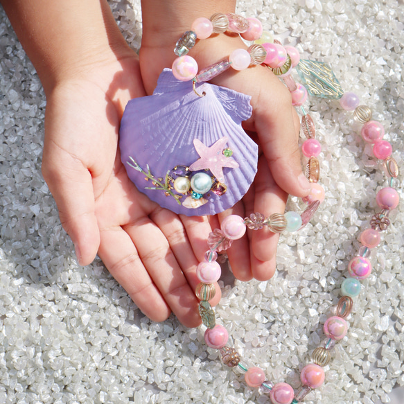 大きな貝殻のネックレスキット☆candy pink☆夏休み工作 キット La