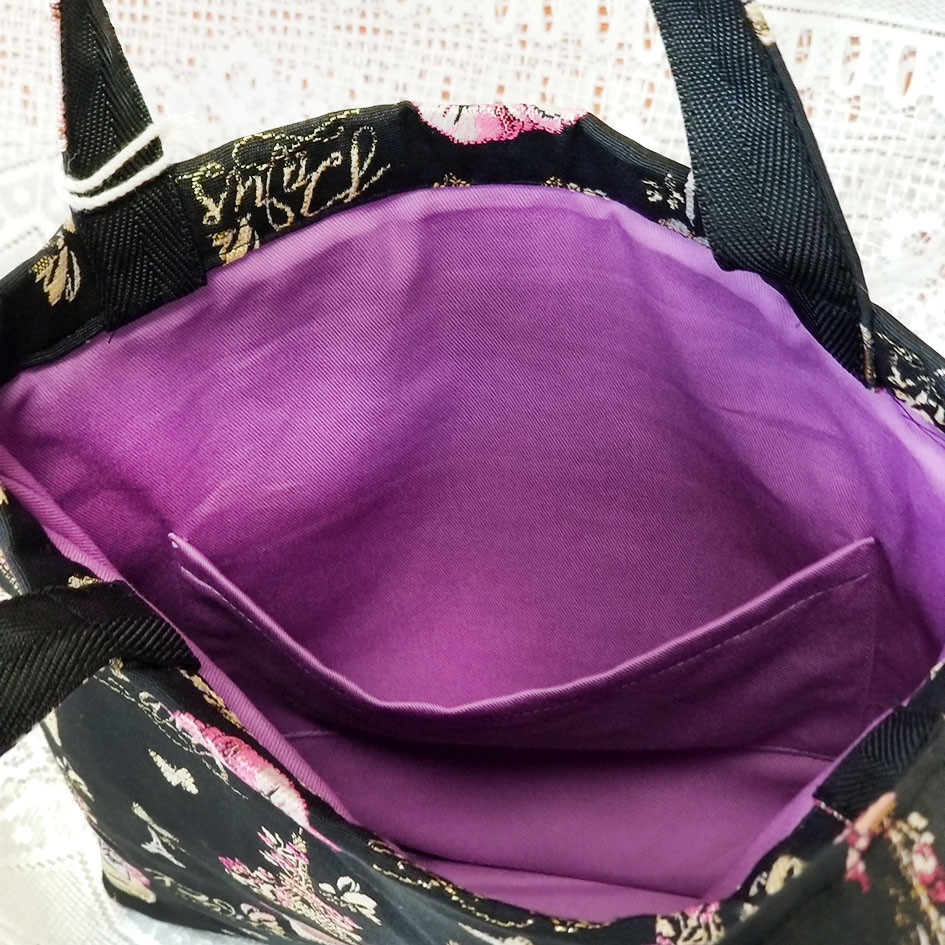 Bonbonniereスクエアトートバッグ★輸入ジャカードフレグランスnoir New♪♪