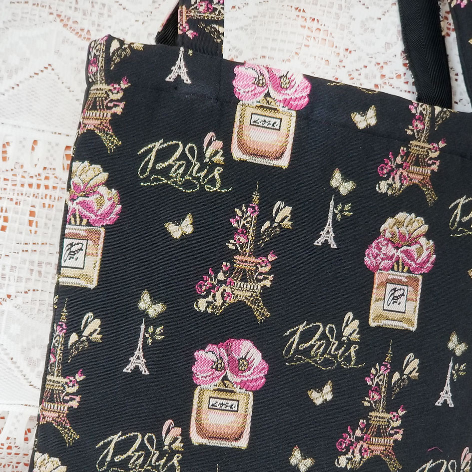 Bonbonniereスクエアトートバッグ★輸入ジャカードフレグランスnoir New♪♪