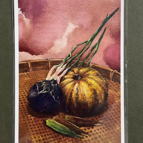 アート絵はがき3枚セット「夏野菜」オリジナル 絵画 アトリエ