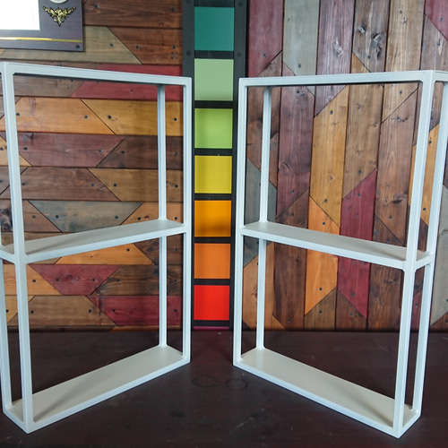 マットホワイトでアイアンな角鉄鉄脚♪ 100×400×650mm 日型 2脚ver  