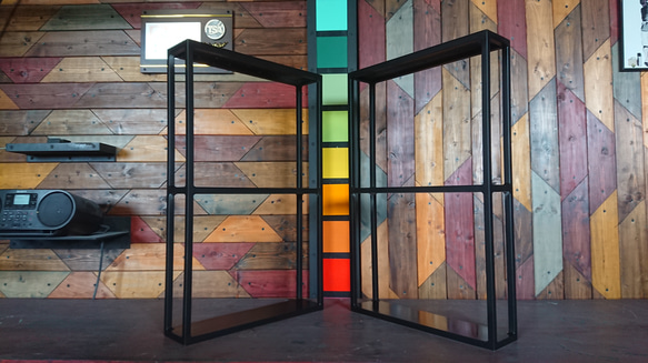 マットブラックでアイアンな極太鉄脚♪ 40×400×650mm □型 2脚ver