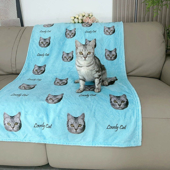 【オーダーメイド】ペット写真 & 名入れ オリジナルブランケット｜犬・猫対応｜家族誕生日プレゼント
