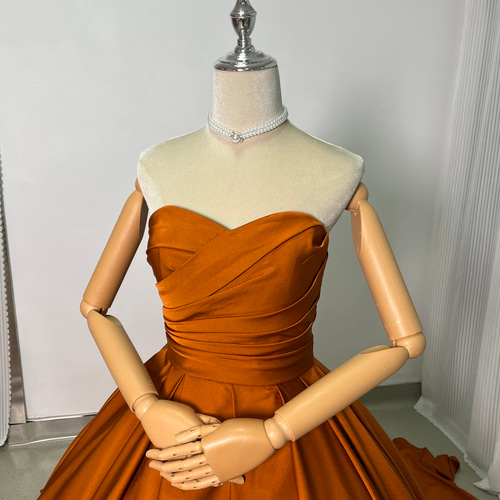 送料無料！カラードレス 3ways ベアトップ 高級イタリアサテン  