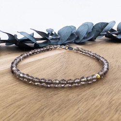 スモーキークォーツ ブレスレット SV925 シルバー925 細身 ブレス