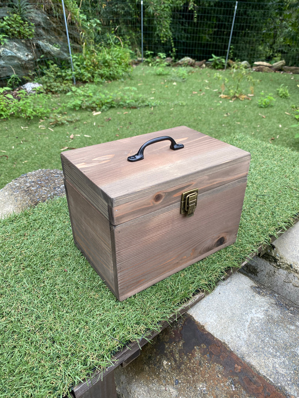 ウッドボックス 木製 ウォルナット×ライトブルー  新品 未使用 コトリ柄ウッドボックス インド｜マライカ公式通販