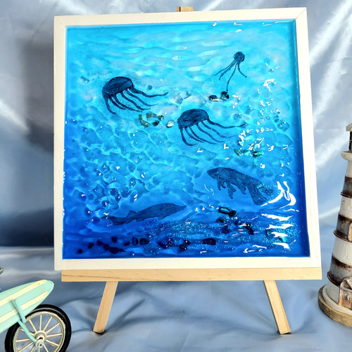 レジンアート 波紋アート 海アート 深海 オーシャン 夏 涼しげ