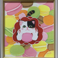 原画】「あーん」／猫とプリンアラモード 絵画 猫心～にゃんはーと