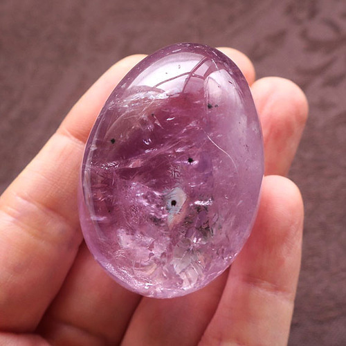 星入り ローズドフランス ピンクアメジスト エッグ 45mm｜天然石置物