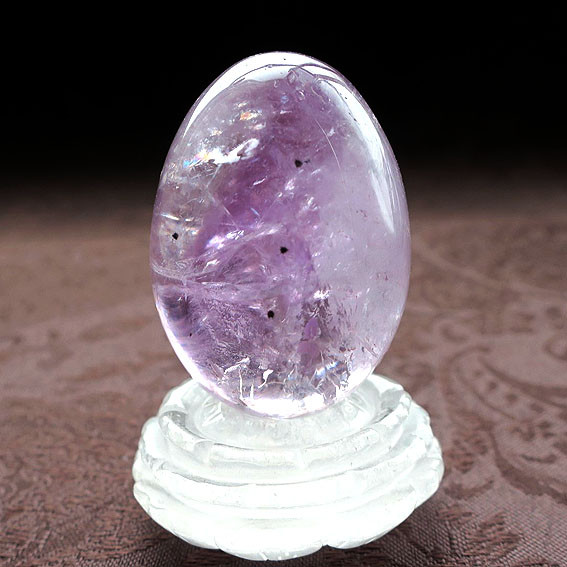 星入り ローズドフランス ピンクアメジスト エッグ 45mm｜天然石置物