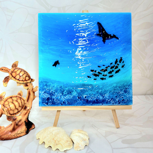 レジンアート オーシャンアート 海アート 水面アート クジラ 夏 レジンアート オーシャンアート 海アート 水面アート クジラ 夏