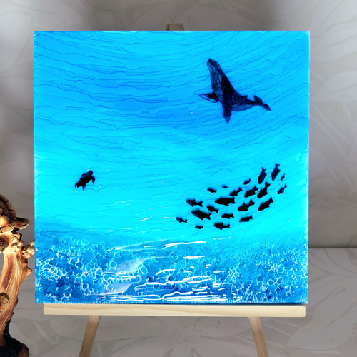 レジンアート オーシャンアート 海アート 水面アート クジラ 夏 レジンアート オーシャンアート 海アート 水面アート クジラ 夏