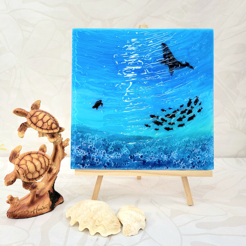 レジンアート オーシャンアート 海アート 水面アート クジラ 夏