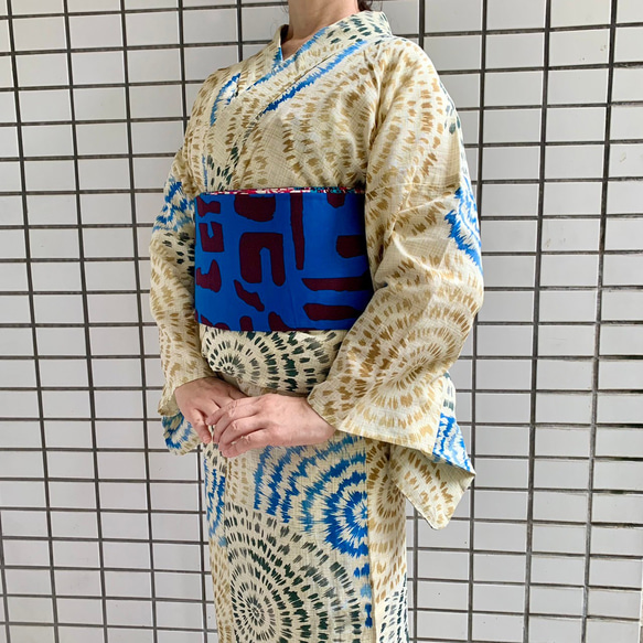 半幅帯 半襟付き カジュアル 綿100％ 半幅帯 半襟付き カジュアル 綿