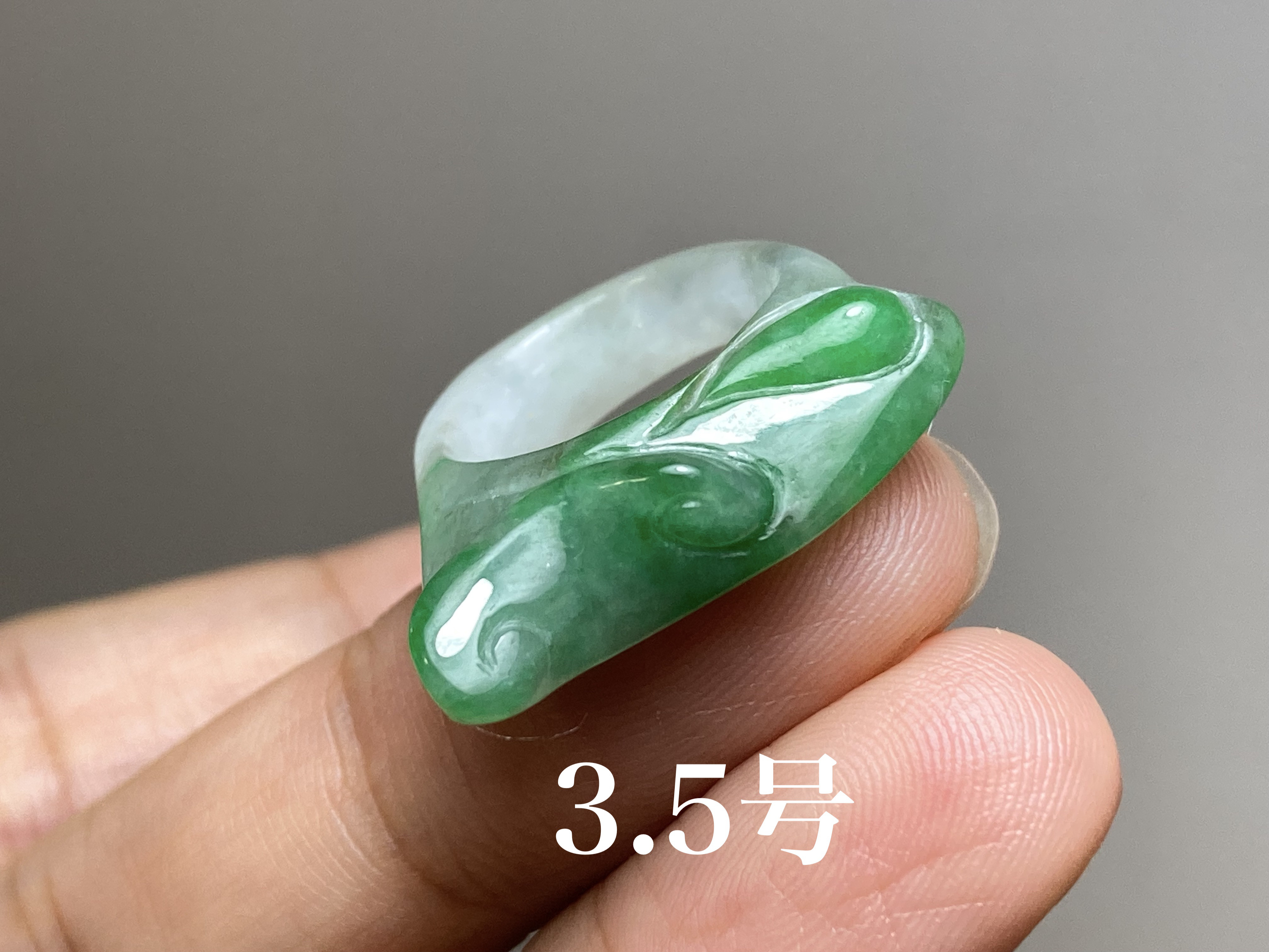 L7-21 氷藍緑 15.5号 天然グアテマラ産 A貨 本翡翠 くりぬき リング