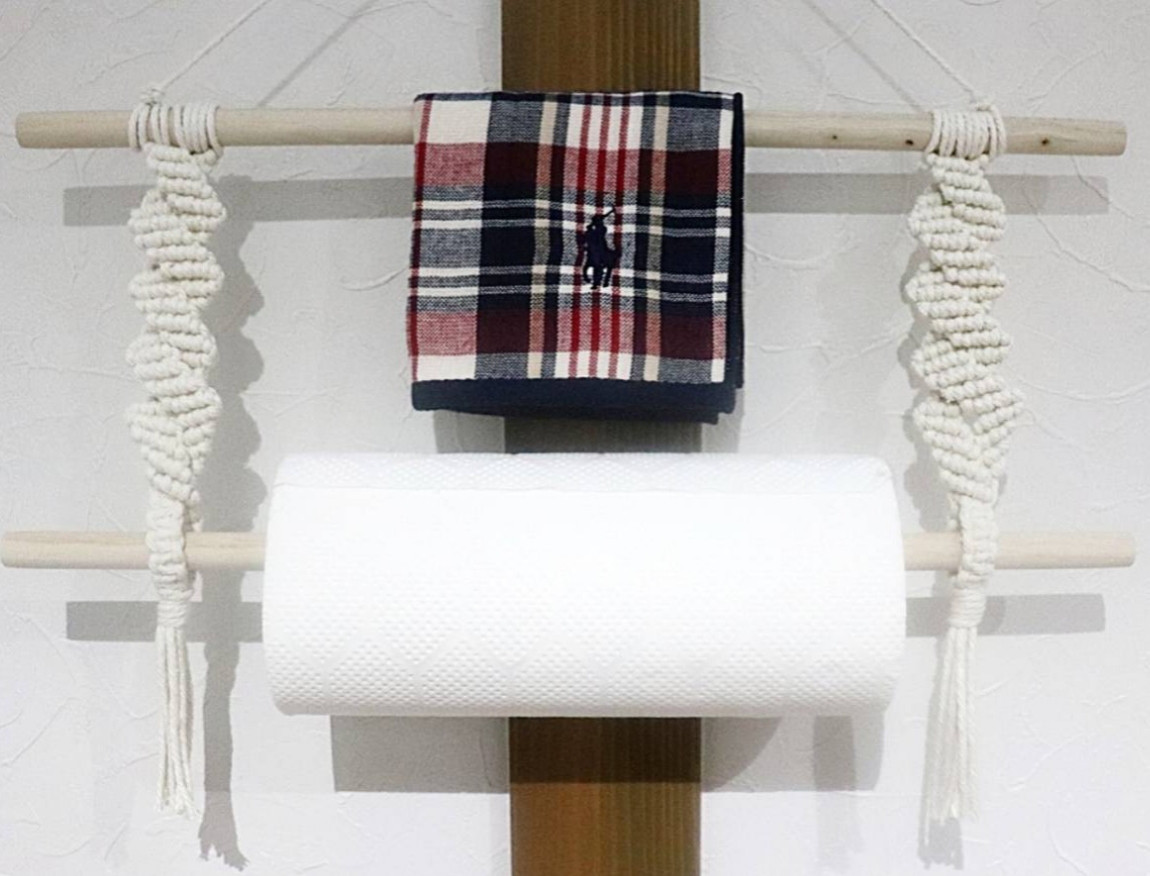 オーダー製作8日♢マクラメキッチンペーパー/タオルホルダーB 壁掛け