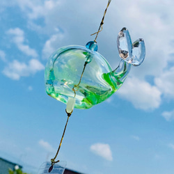 アウトレット✴︎ガラスのくじら風鈴 green×blue 風鈴 jewegla 通販