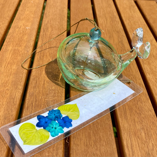 アウトレット✴︎ガラスのくじら風鈴 green×blue 風鈴 jewegla 通販