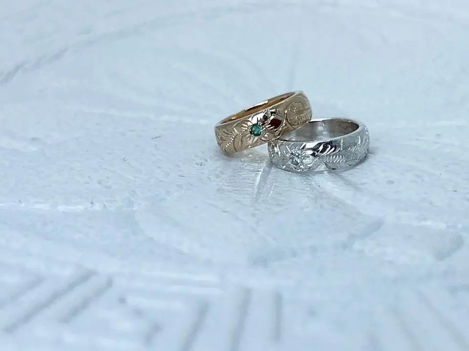 ハワイアンジュエリーベビーリング　出産祝い　誕生石