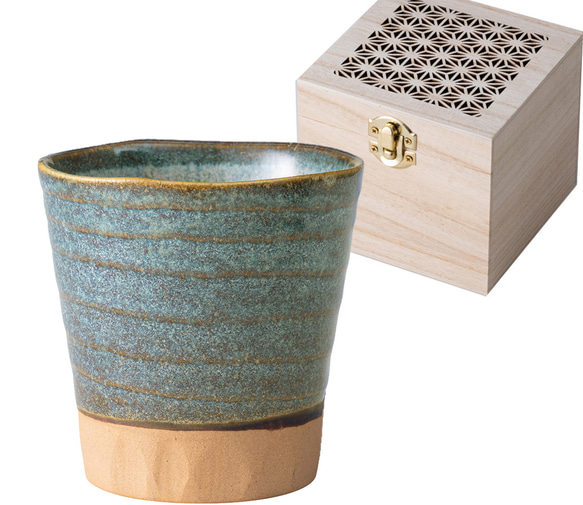 MIN-1081CB 美濃窯変カップ 青 木箱入【日本製 美濃焼】（陶器 磁器