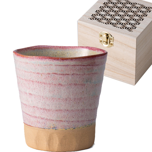 MIN-1081CA 美濃窯変 カップ赤 木箱入【日本製 美濃焼】（陶器 磁器