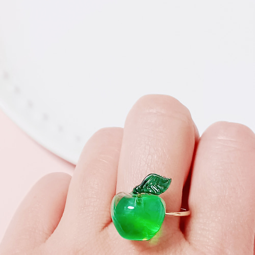 アウトレット①青りんご(中)のリング／青リンゴ 青林檎