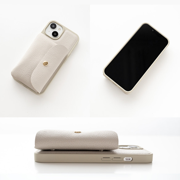 多機種対応 カラーリアケース 付け替え式 ミニマルチポーチ 【 シュリンクレザー 】 本革 JS19K 7枚目の画像