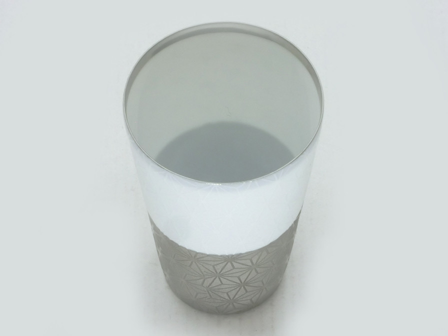 US-1015A　うすづくり　冷酒盃ペア　麻の葉【日本製　美濃焼】（日本酒　酒器　ぐい飲み　盃　金銀色）