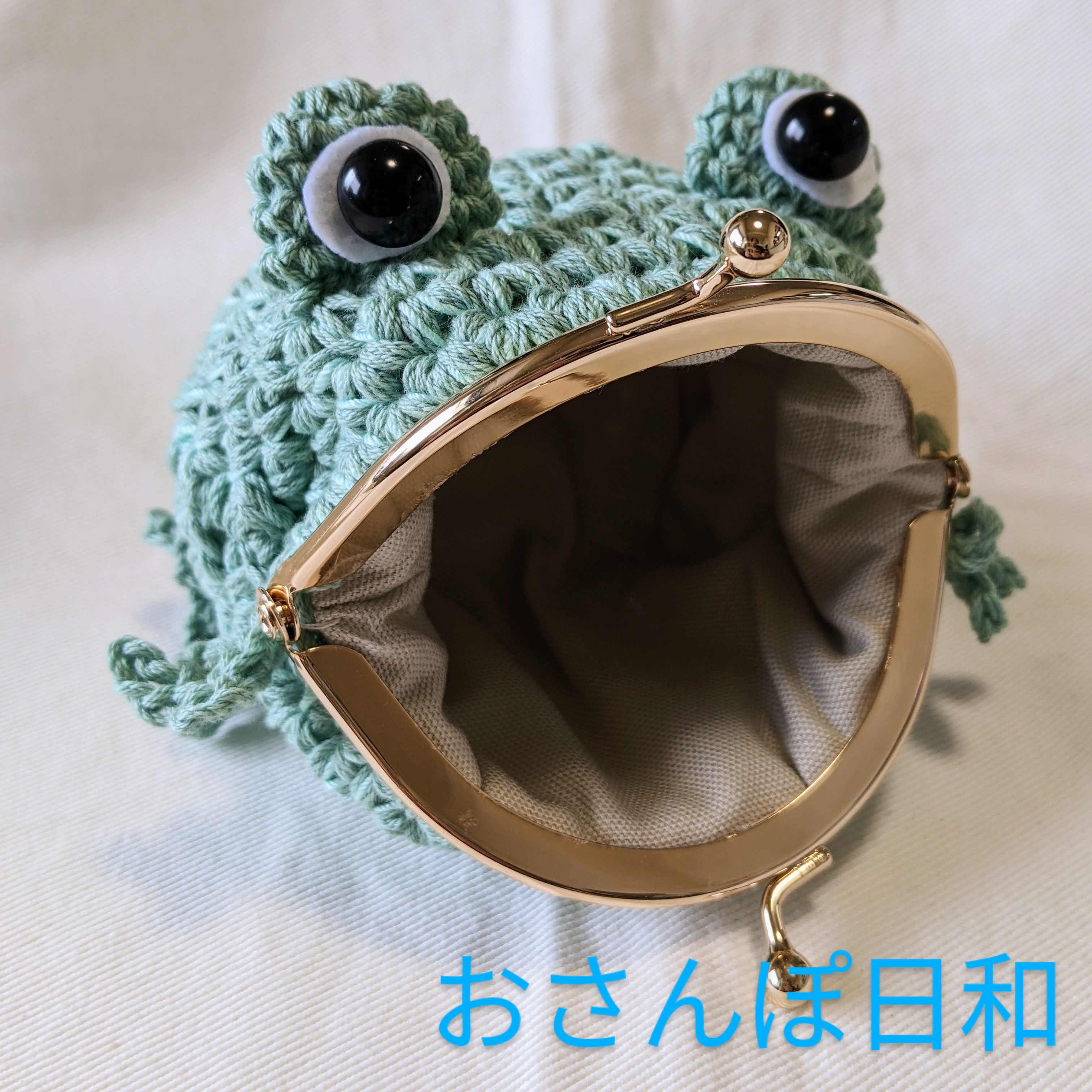 ラスト】【再販4】事典風カエルさんのがま口ポーチ*グレー