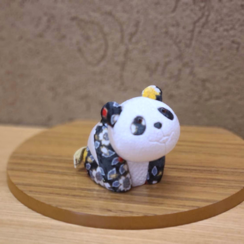 江戸木目込 しあわせパンダ（仔） 漆黒 柿沼東光作 その他置物