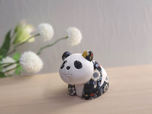 江戸木目込 しあわせパンダ（仔） 漆黒 柿沼東光作 その他置物