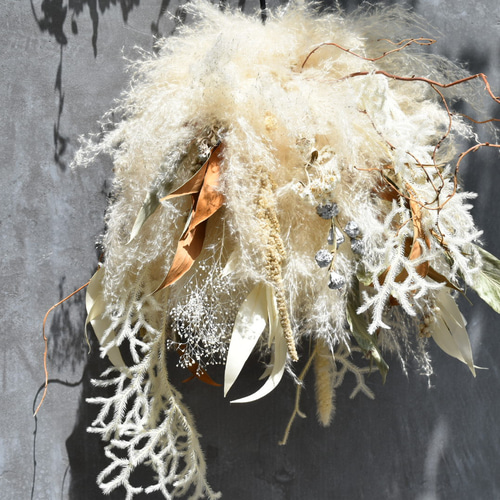 再販×3 パンパスグラスを使ったドライフラワーのペンダントライト/LED