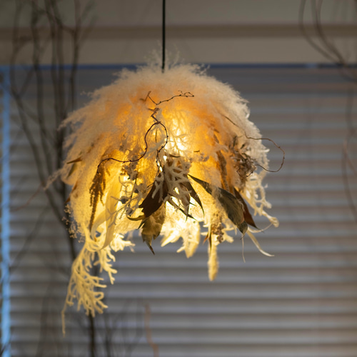 再販×3 パンパスグラスを使ったドライフラワーのペンダントライト/LED