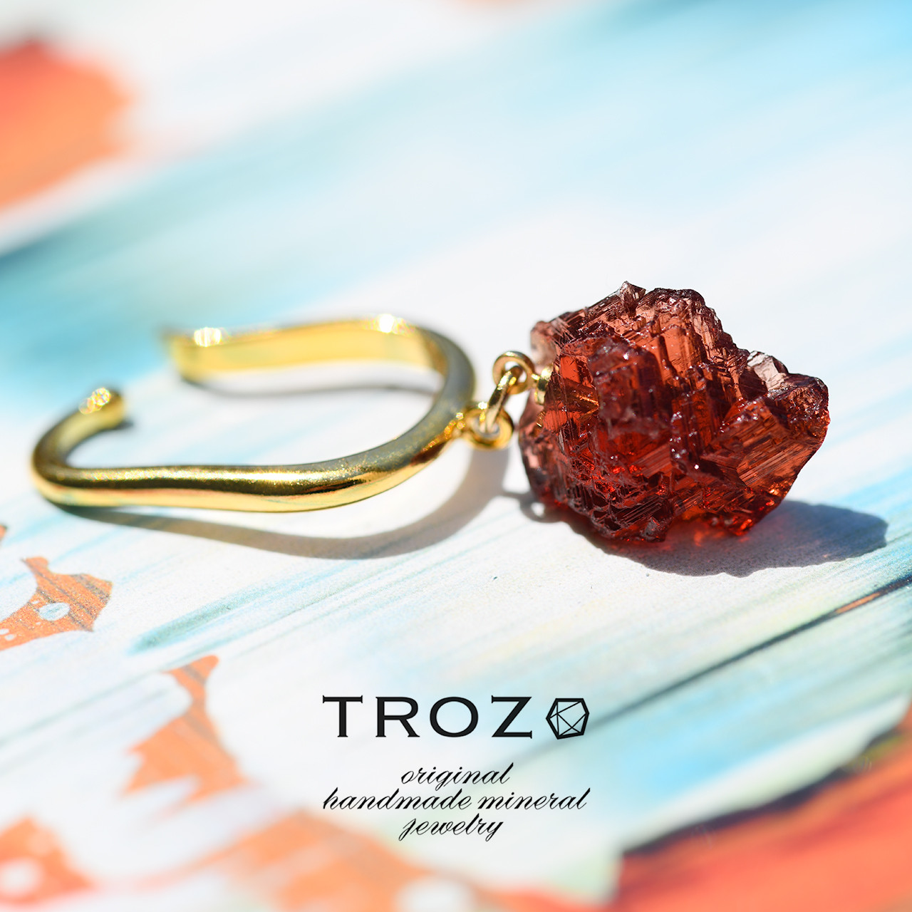【021 Heat Collection】 スペサルティンガーネット 鉱物原石 イヤーカフ 天然石 アクセサリー