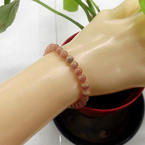 天然石 インカローズ6.0mm～6.3mm玉ブレスレット 内周17.5cm 240101672 