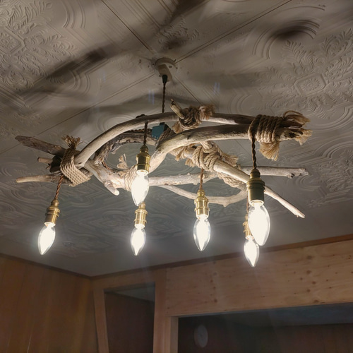 NO.L301 流木インテリア 6灯 6～20帖 太め流木を使用 お店や