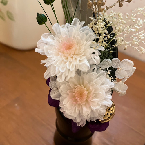 ❀専用　プリザーブドフラワー　お供え花　仏花　ことね菊　対　二基　ベルカップ ❀専用 プリザーブドフラワー お供え花 仏花 ことね菊 対 二基