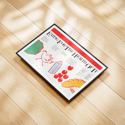 ヘルシーなイラストアートポスター☆鶏アメリカンレトロポップ可愛い