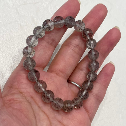 天然石ブレスレット400◇ブラックマイカインクォーツ ブレスレット