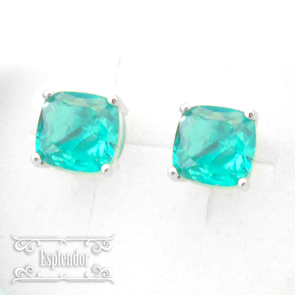 アフリカ産 宝石質 天然 ネオンブルーグリーンアパタイト(スクエア) 一