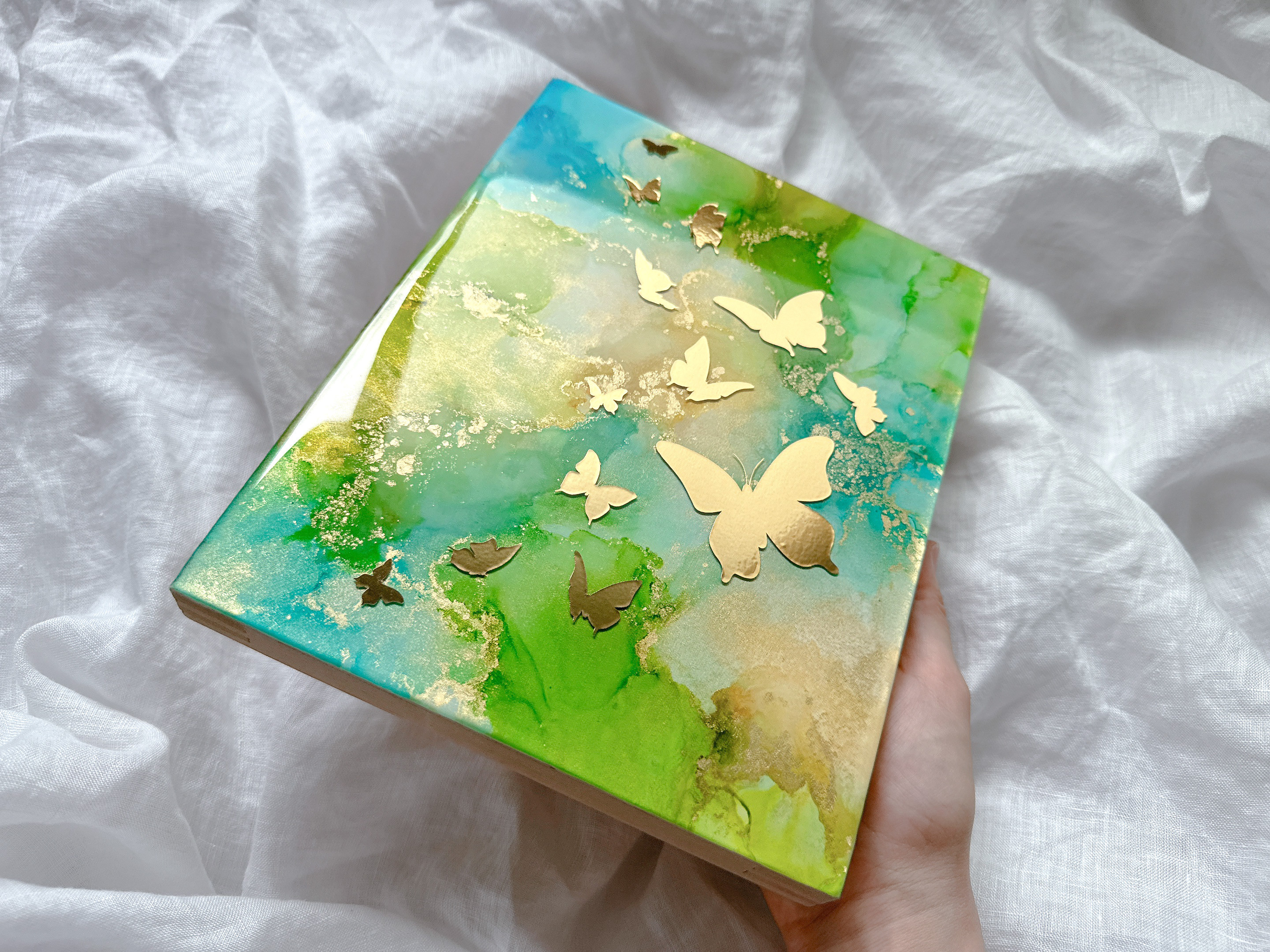 蝶が舞う✦アルコールインクアートパネル