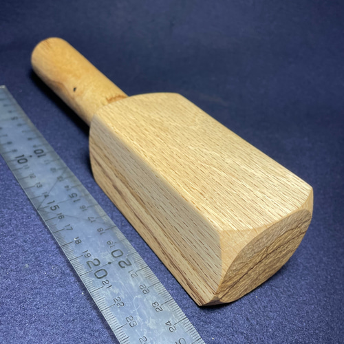 木彫 小さめ原始木槌(樫•QH375) 375g 樹洞入り コーン