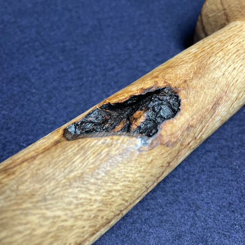 木彫 小さめ原始木槌(樫•QH375) 375g 樹洞入り コーン