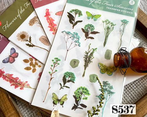 ☆SALE☆送料無料【S537コラージュ素材】海外転写シール 花 ジャンク