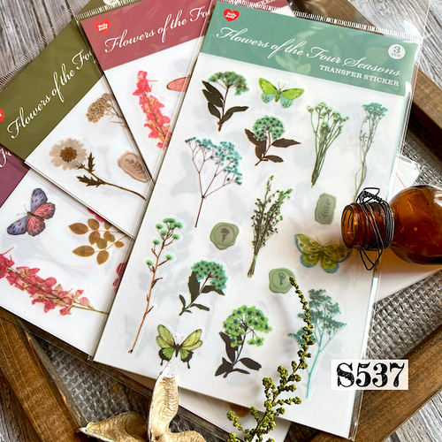 ☆SALE☆送料無料【S537コラージュ素材】海外転写シール 花 ジャンク