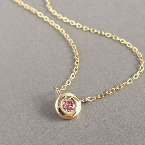 K18 ラボグロウンダイヤモンド ふくりん留めネックレス ネックレス