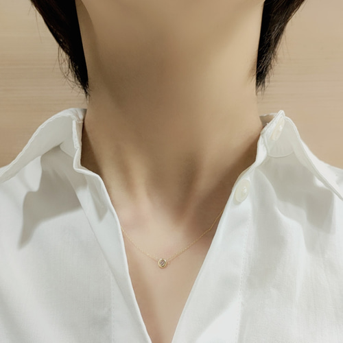 K18 ラボグロウンダイヤモンド ふくりん留めネックレス ネックレス