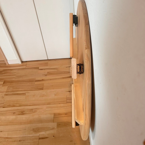 【つい触りたくなる国産ヒノキの折畳みちゃぶ台】直径90㎝　角が丸い　北欧風　ローテーブル（木製脚）【サイズオーダー可】 16枚目の画像