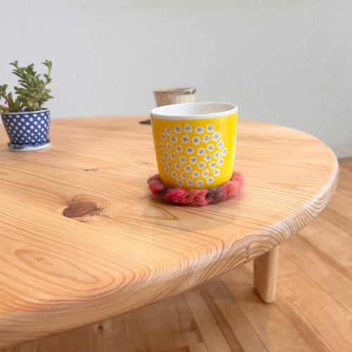 つい触りたくなる国産ヒノキの折畳みちゃぶ台】直径90㎝ 角が丸い 北欧