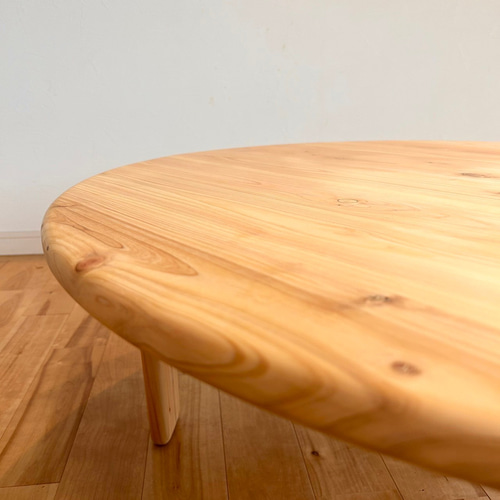 つい触りたくなる国産ヒノキの折畳みちゃぶ台】直径90㎝ 角が丸い 北欧